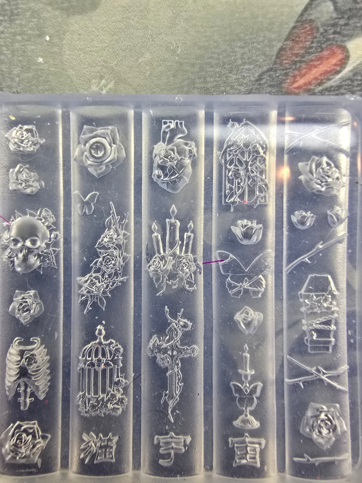 Halloween  skulls and roses Silicone Nailrt Mold