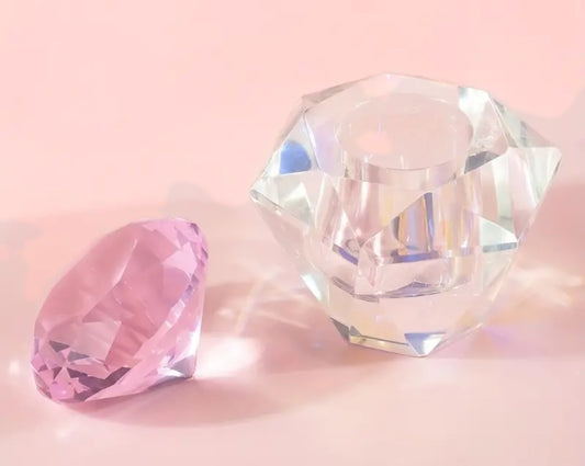 Crystal dampen Dish with Pink diamond lid
