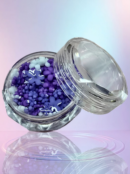 Purple & white Flowers -small jar