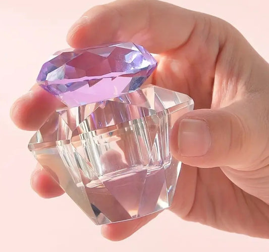 Crystal dampen Dish with Purple diamond lid