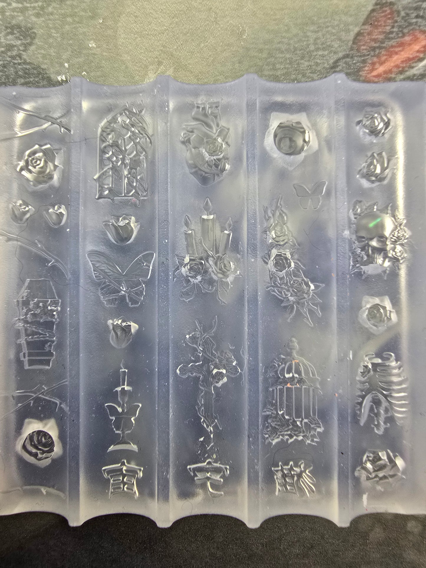 Halloween  skulls and roses Silicone Nailrt Mold