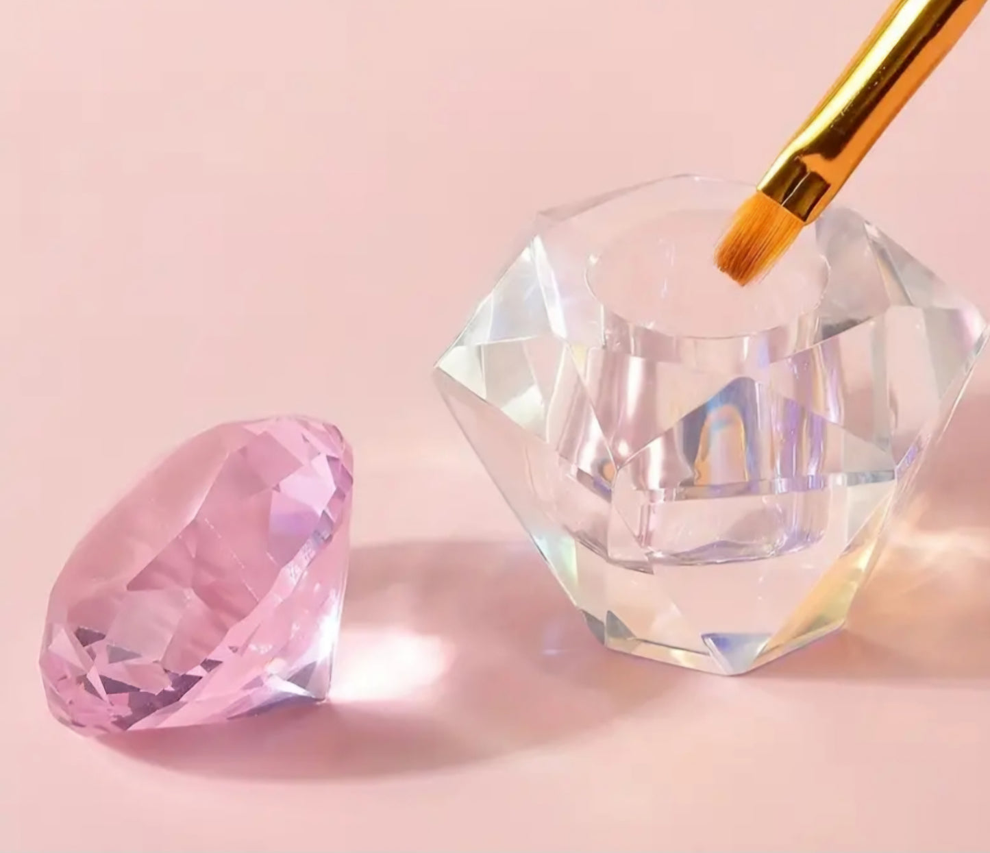 Crystal dampen Dish with Pink diamond lid
