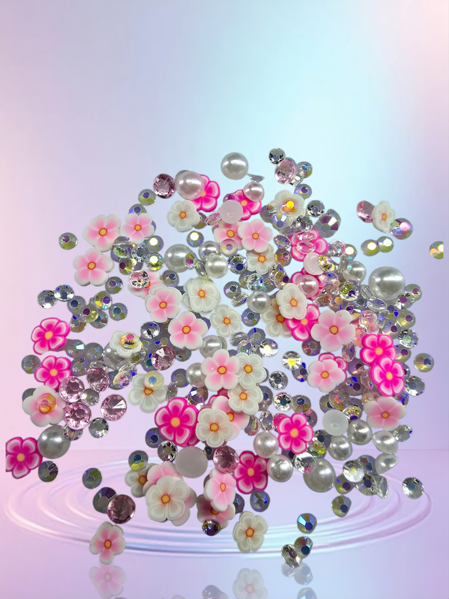 Clay Flowers 🌺 & Rhinestone Mix