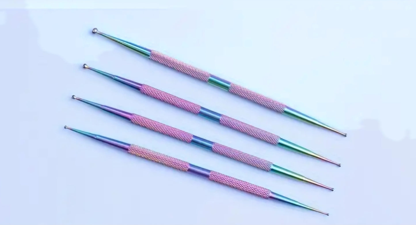 Set of 4 double ended dotting tools with case