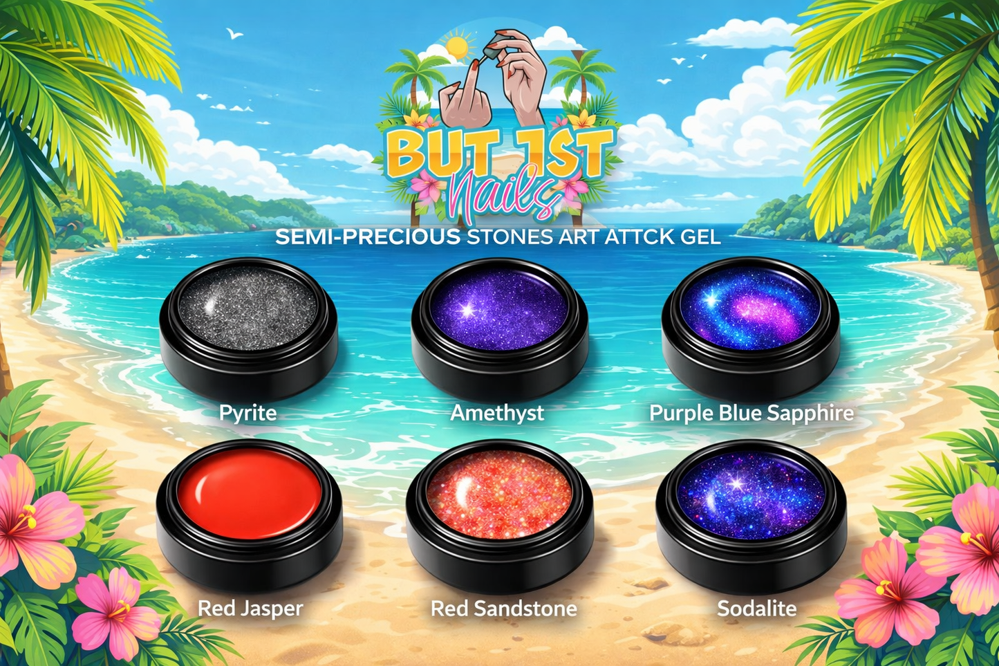 Semi Precious Stones 6pc Art Attack Gels Collection
