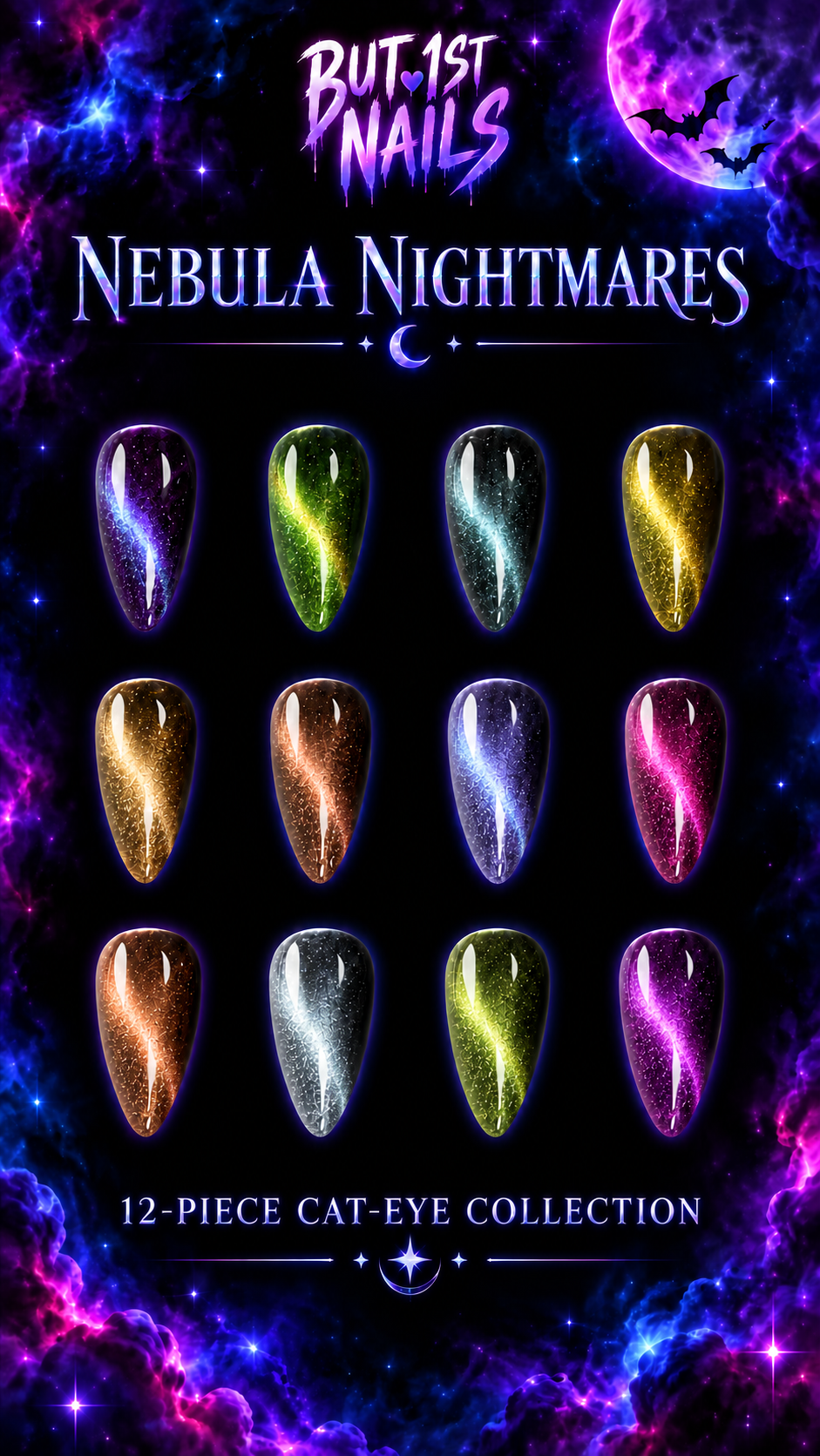 Nebula Nightmares 12 PC Cateye gel polish collection