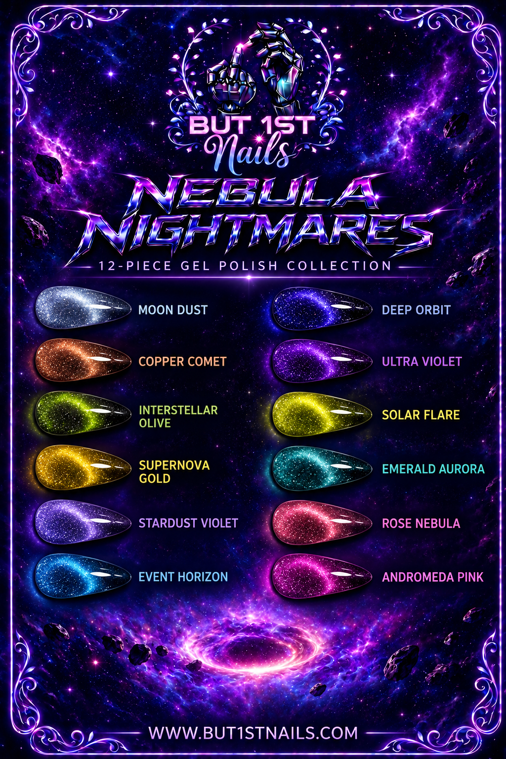 Nebula Nightmares 12 PC Cateye gel polish collection