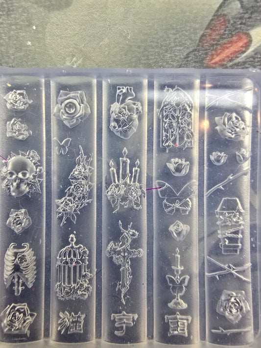 Halloween  skulls and roses Silicone Nailrt Mold