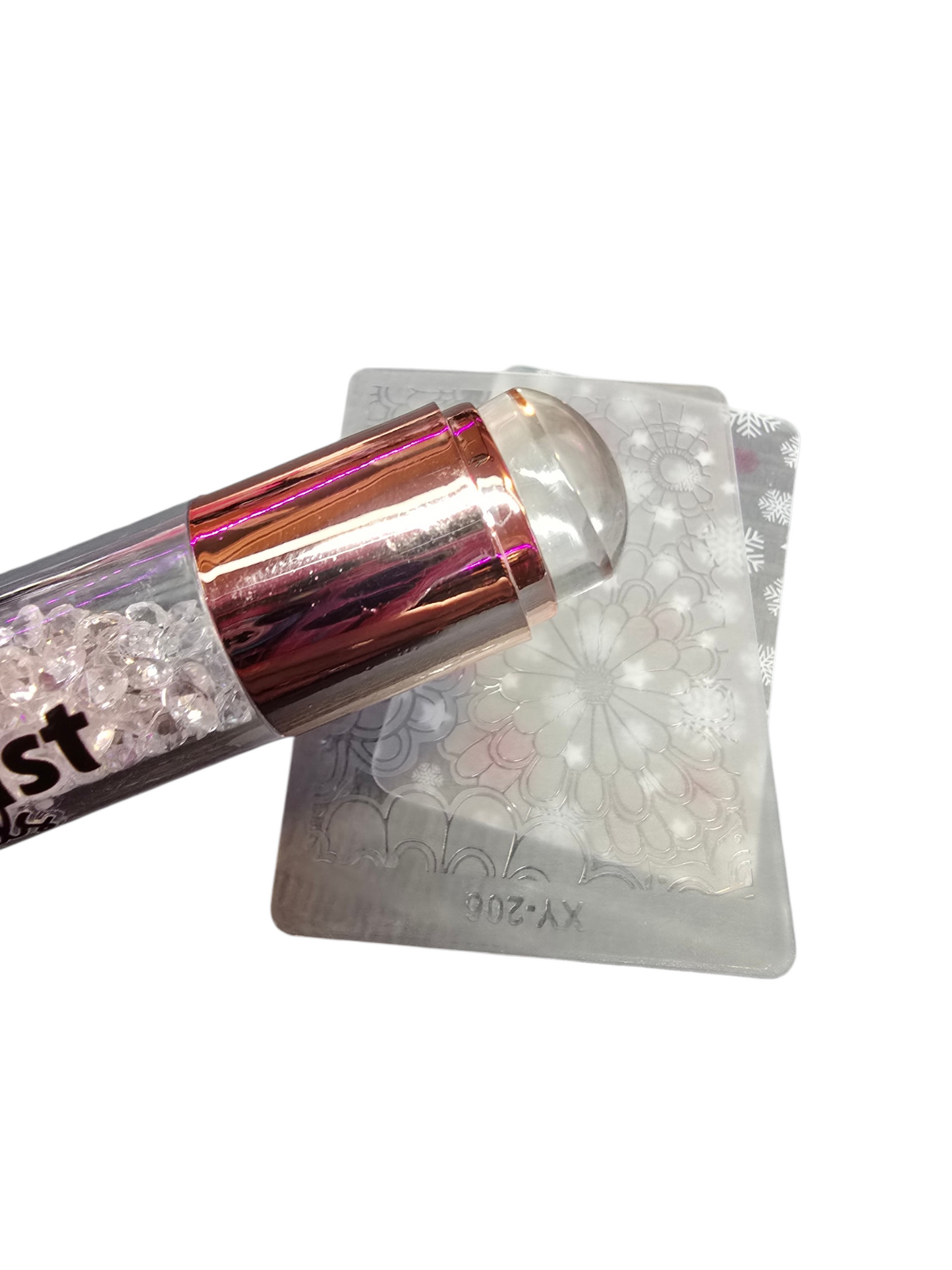 Dual ended Clear Silicone Nail Stamper & Scraper Set
