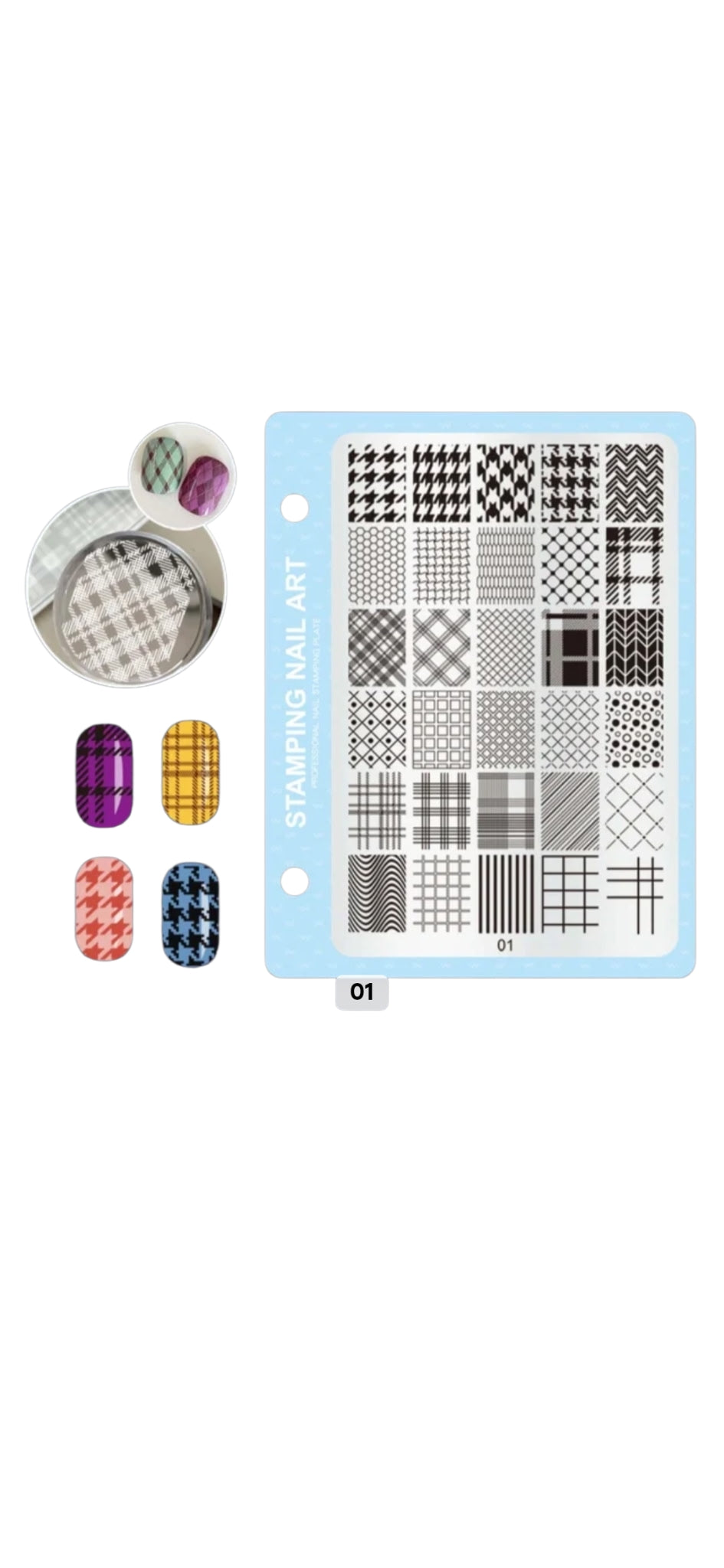 Nail Art Stamping Plate - Plaid Patterns