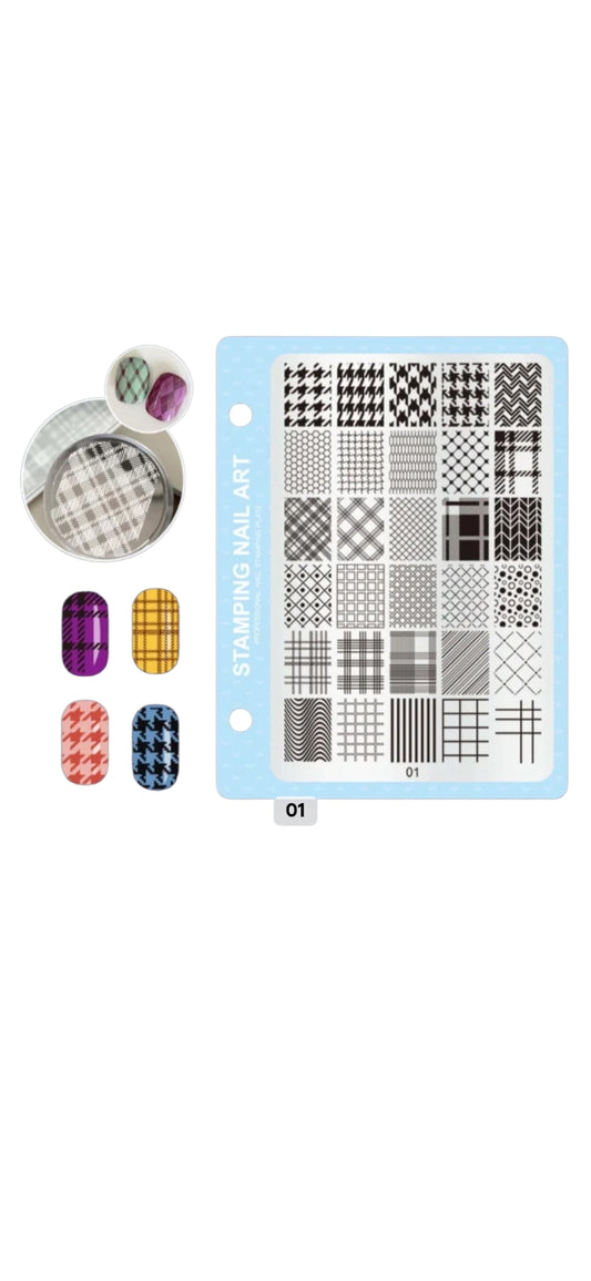 Nail Art Stamping Plate - Plaid Patterns