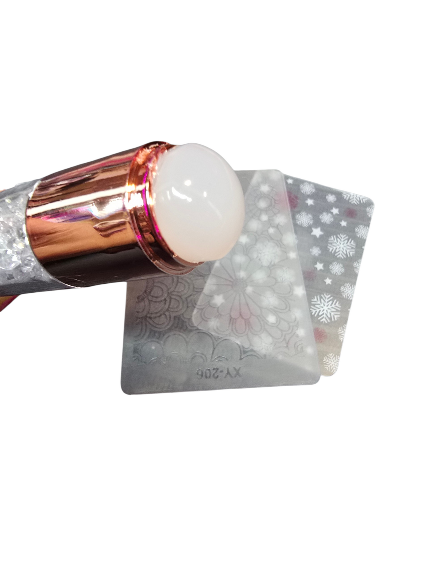 Dual ended Clear Silicone Nail Stamper & Scraper Set