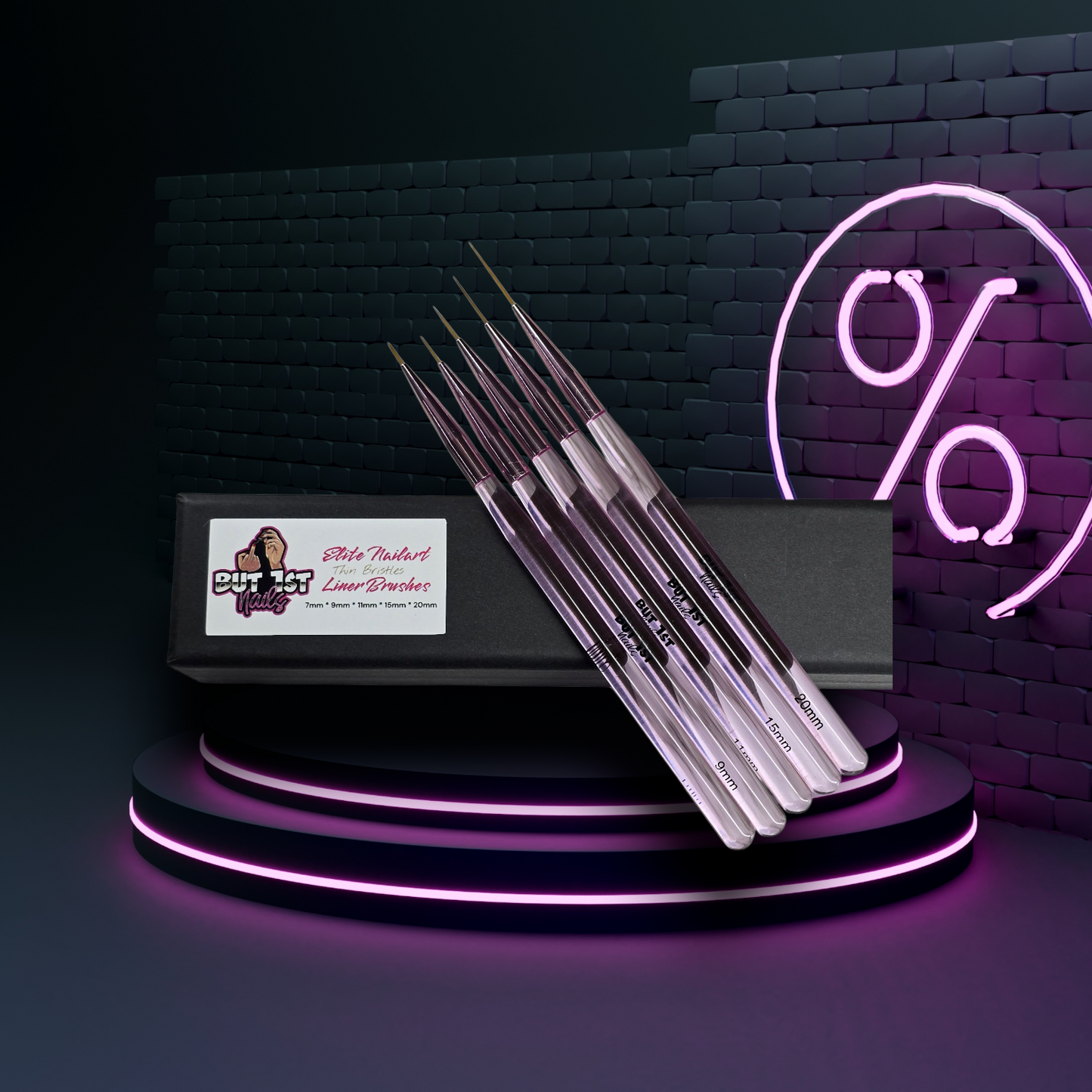 5 PC Elite Nailart liner brush set (thin bristles)